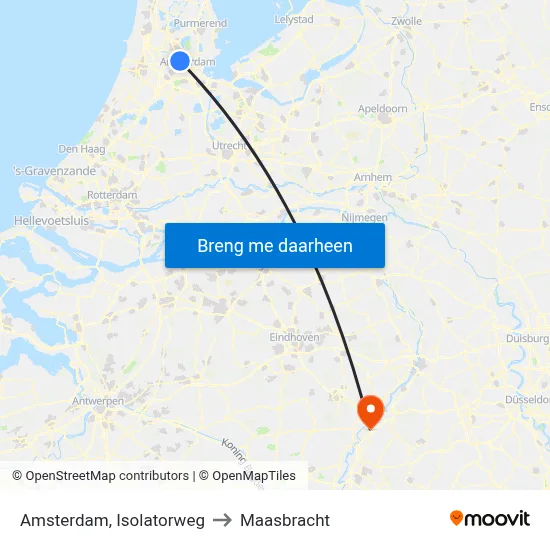 Amsterdam, Isolatorweg to Maasbracht map