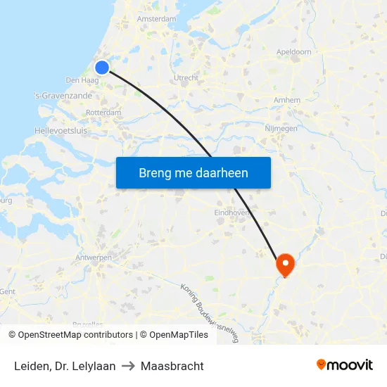 Leiden, Dr. Lelylaan to Maasbracht map