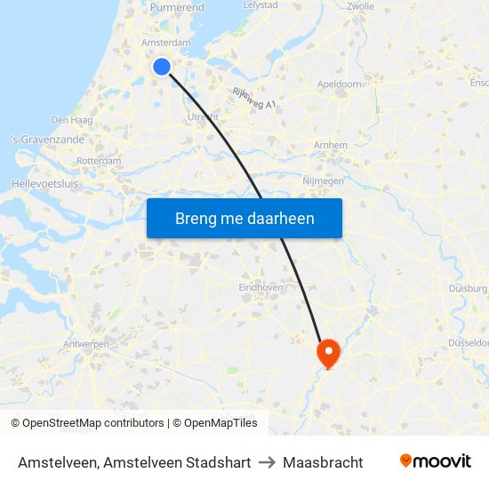 Amstelveen, Amstelveen Stadshart to Maasbracht map