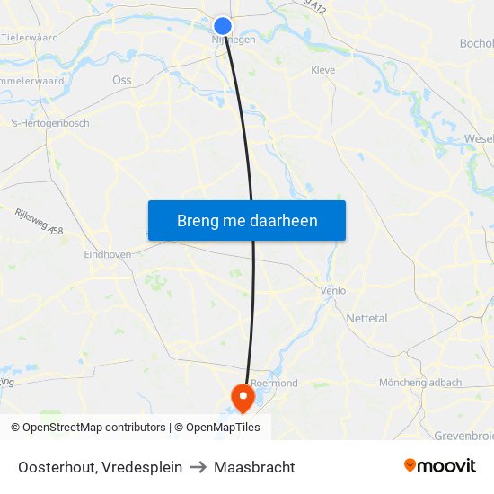 Oosterhout, Vredesplein to Maasbracht map