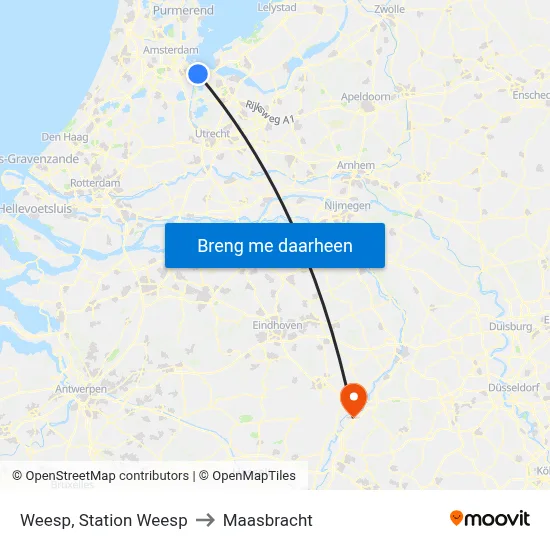 Weesp, Station Weesp to Maasbracht map