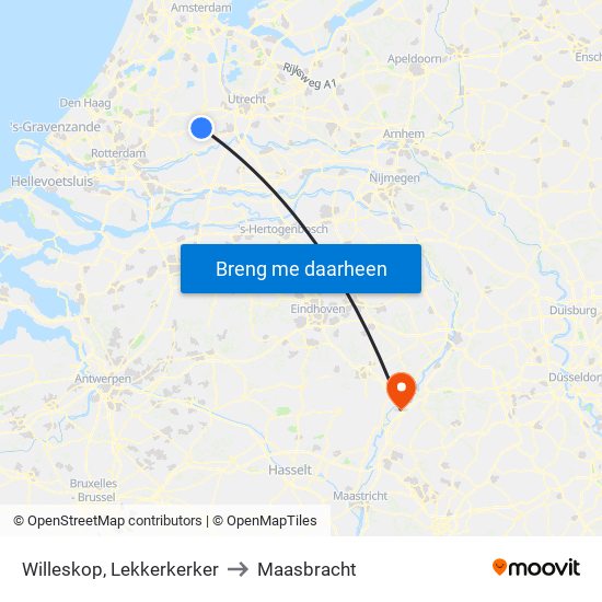 Willeskop, Lekkerkerker to Maasbracht map