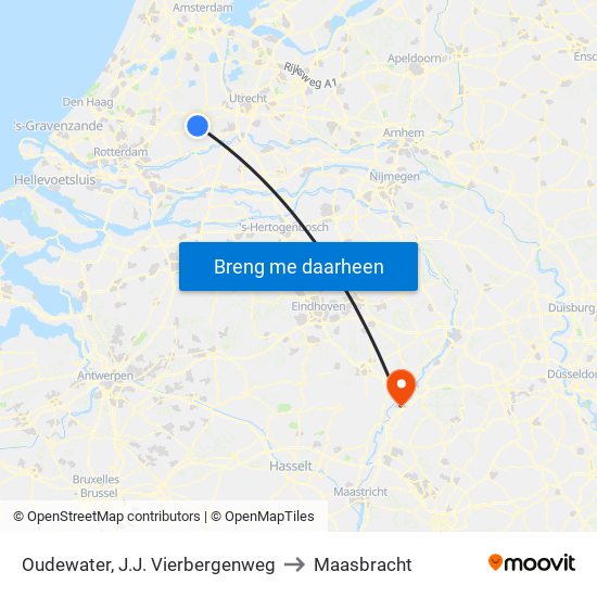Oudewater, J.J. Vierbergenweg to Maasbracht map