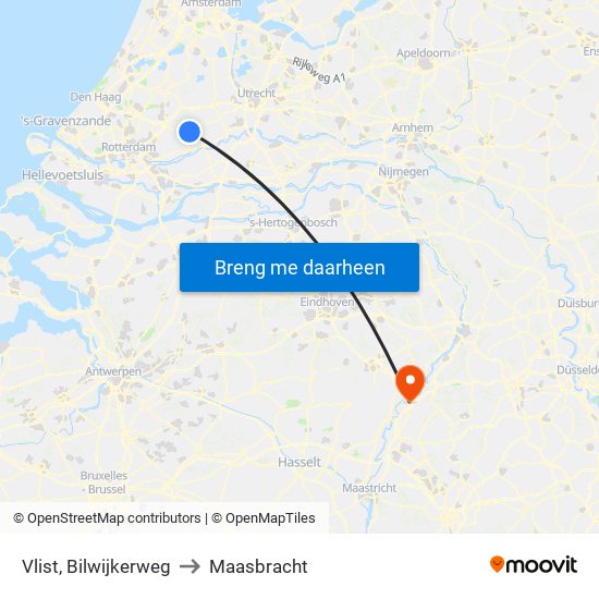Vlist, Bilwijkerweg to Maasbracht map