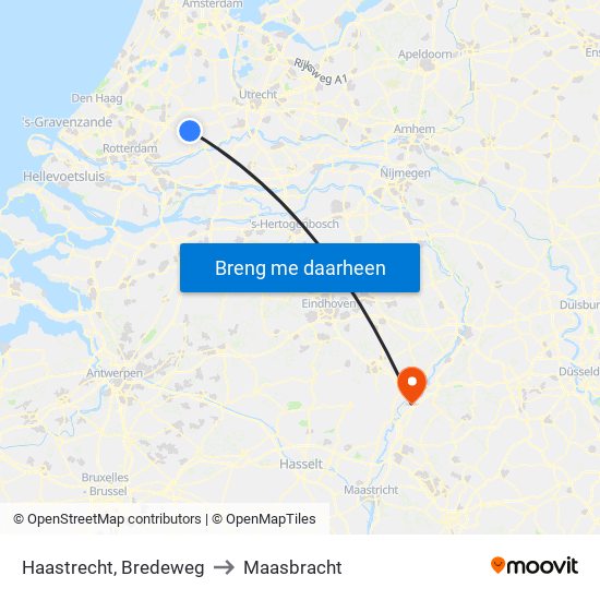 Haastrecht, Bredeweg to Maasbracht map