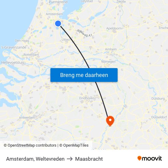 Amsterdam, Weltevreden to Maasbracht map