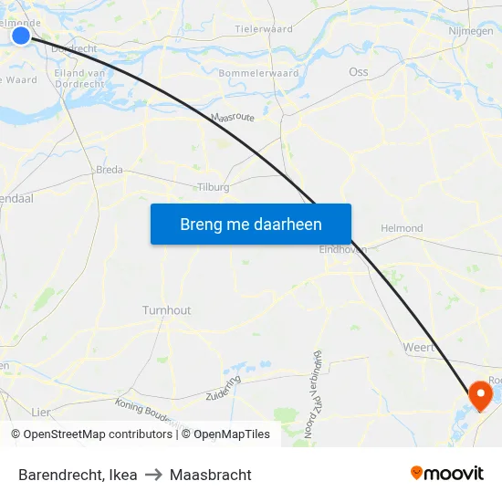 Barendrecht, Ikea to Maasbracht map