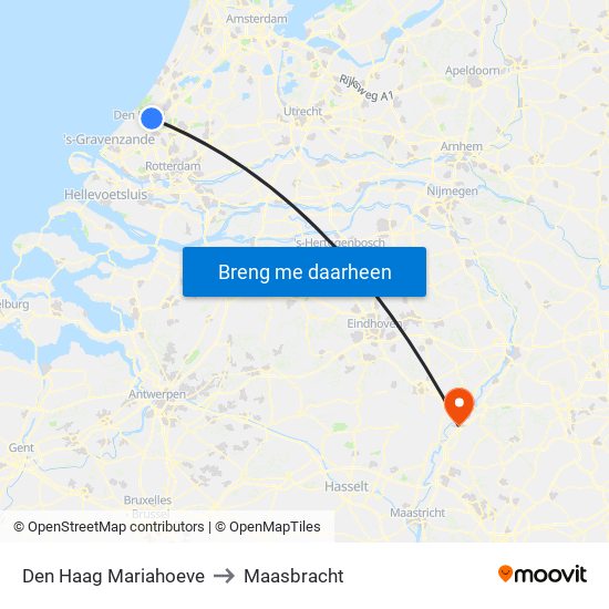 Den Haag Mariahoeve to Maasbracht map