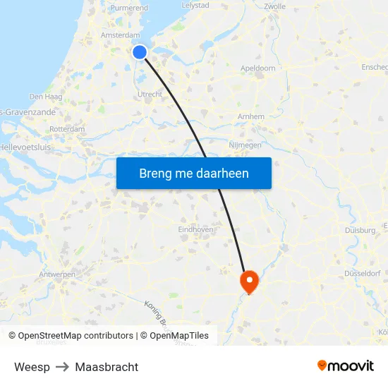Weesp to Maasbracht map