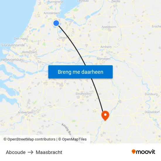 Abcoude to Maasbracht map