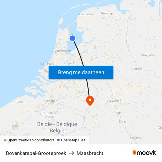 Bovenkarspel-Grootebroek to Maasbracht map