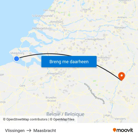 Vlissingen to Maasbracht map