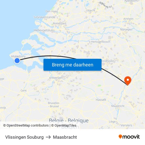 Vlissingen Souburg to Maasbracht map