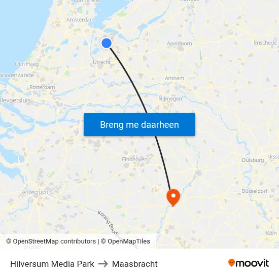 Hilversum Media Park to Maasbracht map