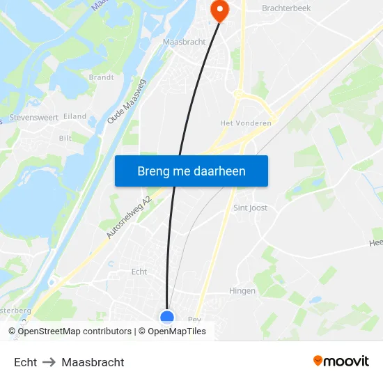 Echt to Maasbracht map