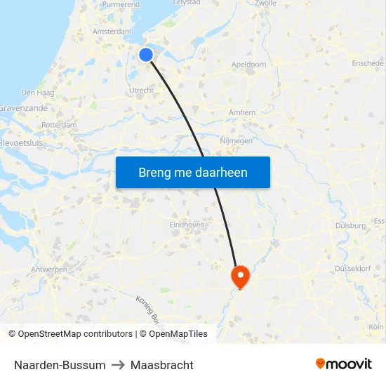 Naarden-Bussum to Maasbracht map
