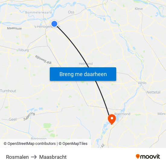 Rosmalen to Maasbracht map