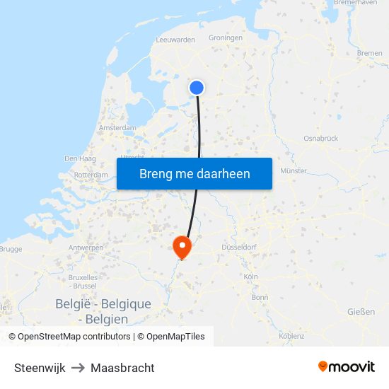 Steenwijk to Maasbracht map