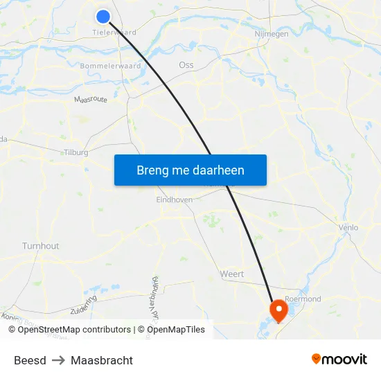 Beesd to Maasbracht map
