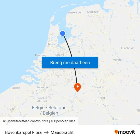 Bovenkarspel Flora to Maasbracht map