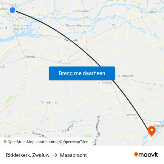 Ridderkerk, Zwaluw to Maasbracht map