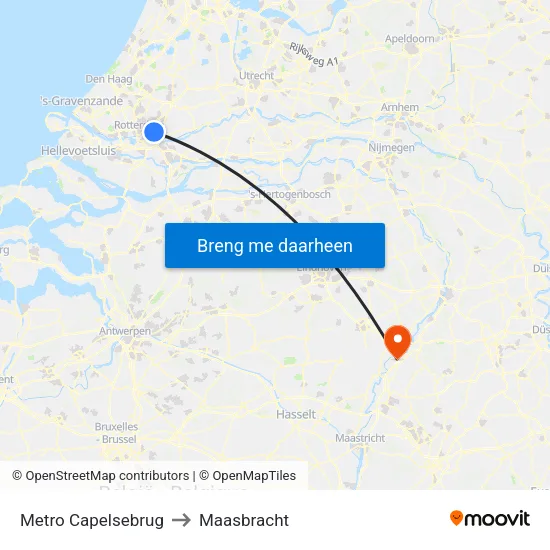 Metro Capelsebrug to Maasbracht map