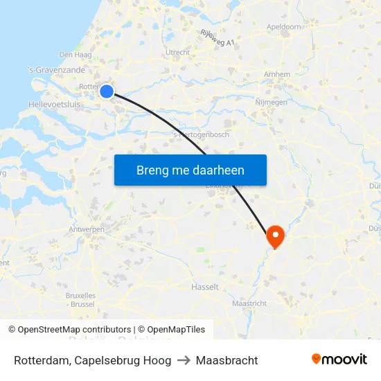 Rotterdam, Capelsebrug Hoog to Maasbracht map