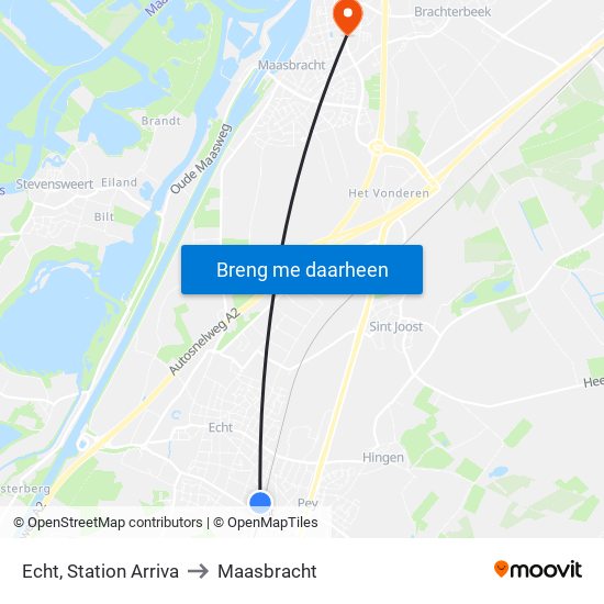 Echt, Station Arriva to Maasbracht map