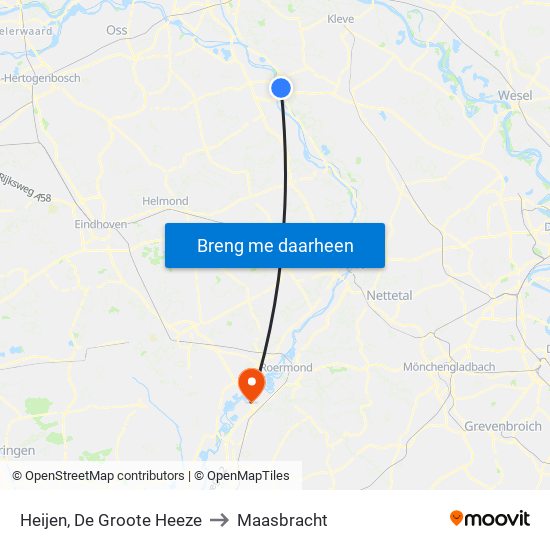 Heijen, De Groote Heeze to Maasbracht map
