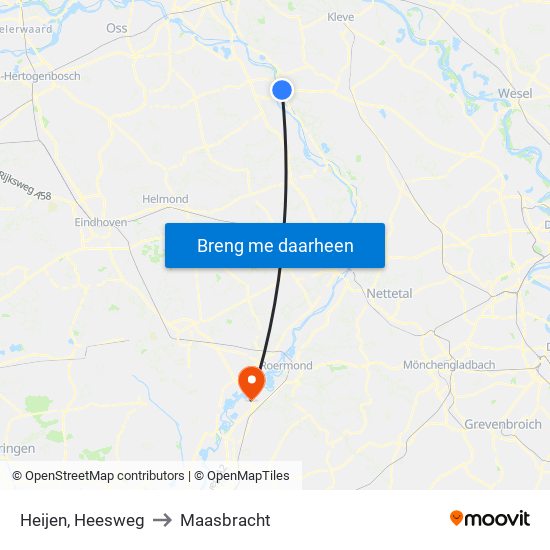 Heijen, Heesweg to Maasbracht map
