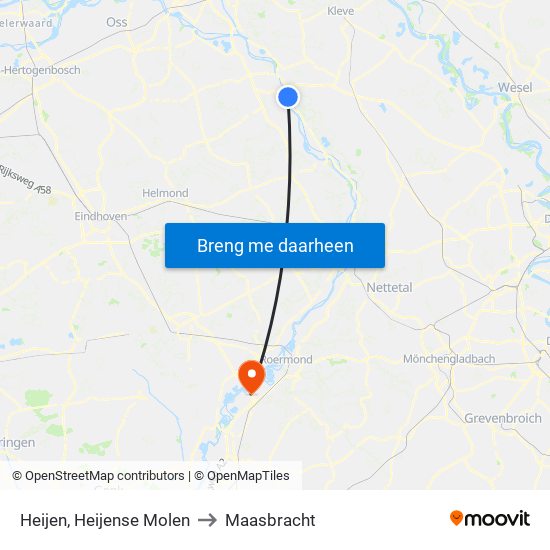 Heijen, Heijense Molen to Maasbracht map