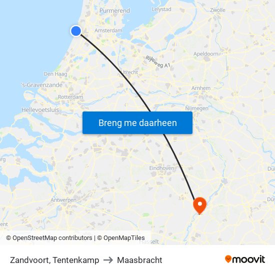 Zandvoort, Tentenkamp to Maasbracht map