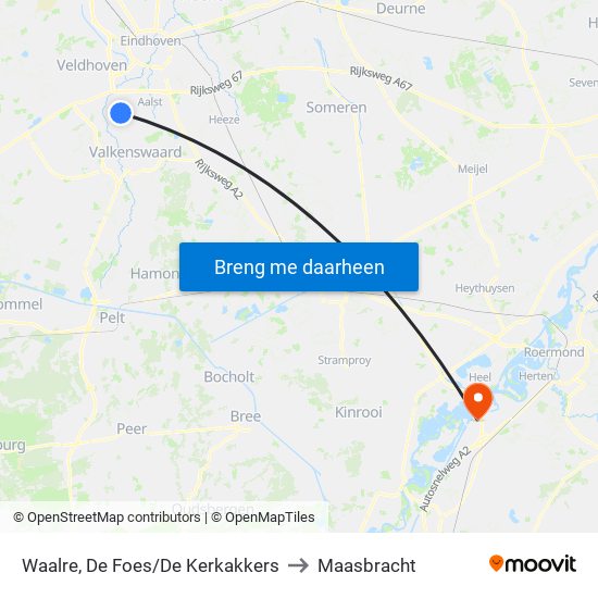 Waalre, De Foes/De Kerkakkers to Maasbracht map