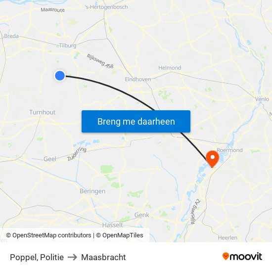Poppel, Politie to Maasbracht map