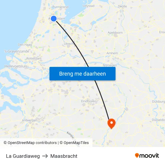 La Guardiaweg to Maasbracht map