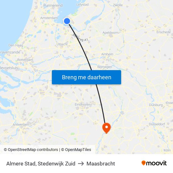 Almere Stad, Stedenwijk Zuid to Maasbracht map
