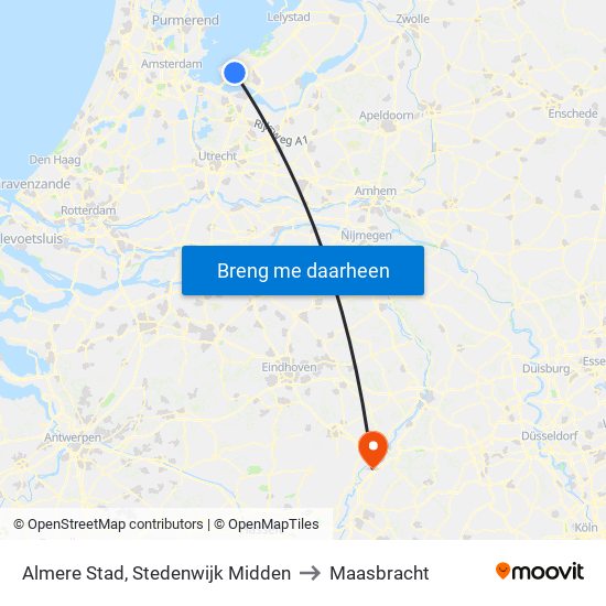 Almere Stad, Stedenwijk Midden to Maasbracht map