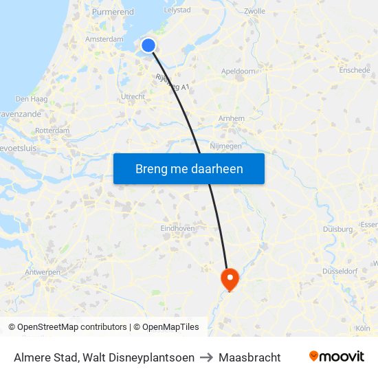 Almere Stad, Walt Disneyplantsoen to Maasbracht map