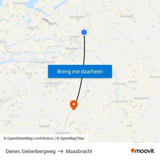 Dieren, Geitenbergweg to Maasbracht map
