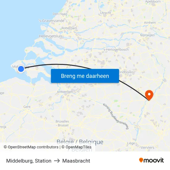 Middelburg, Station to Maasbracht map