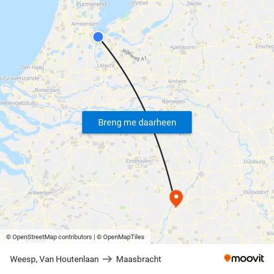 Weesp, Van Houtenlaan to Maasbracht map