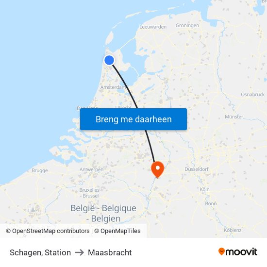 Schagen, Station to Maasbracht map