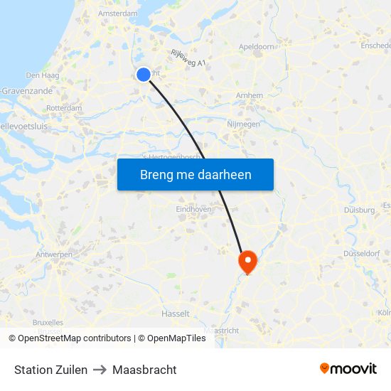 Station Zuilen to Maasbracht map