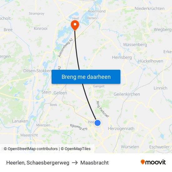 Heerlen, Schaesbergerweg to Maasbracht map
