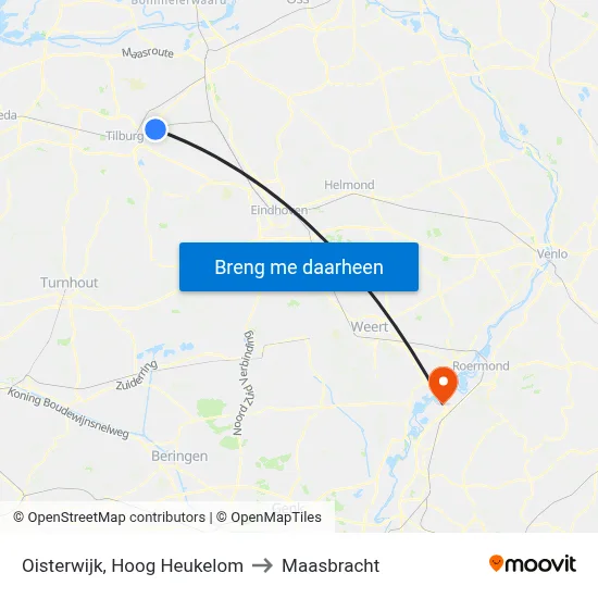 Oisterwijk, Hoog Heukelom to Maasbracht map