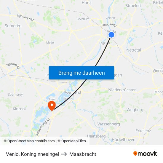 Venlo, Koninginnesingel to Maasbracht map