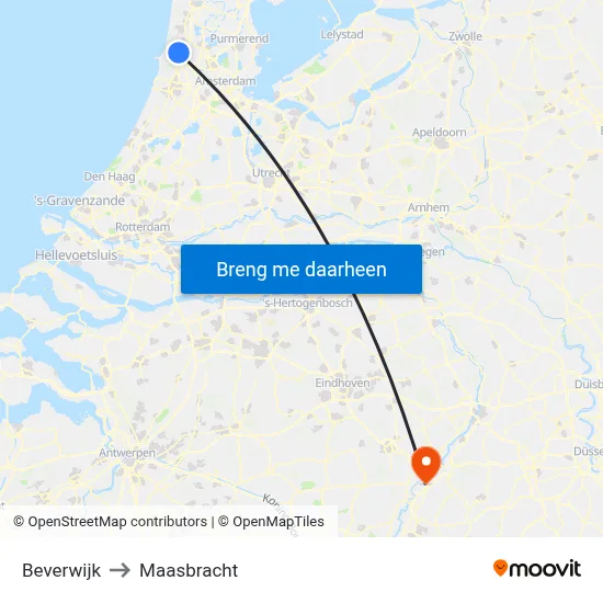 Beverwijk to Maasbracht map