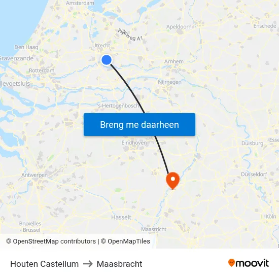 Houten Castellum to Maasbracht map