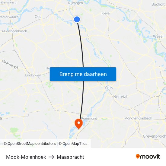 Mook-Molenhoek to Maasbracht map