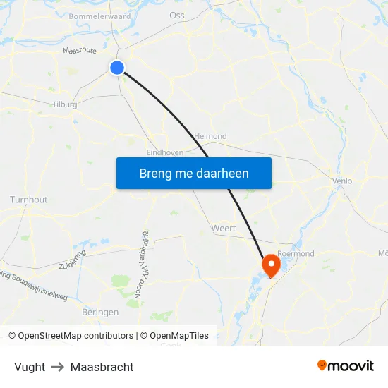 Vught to Maasbracht map